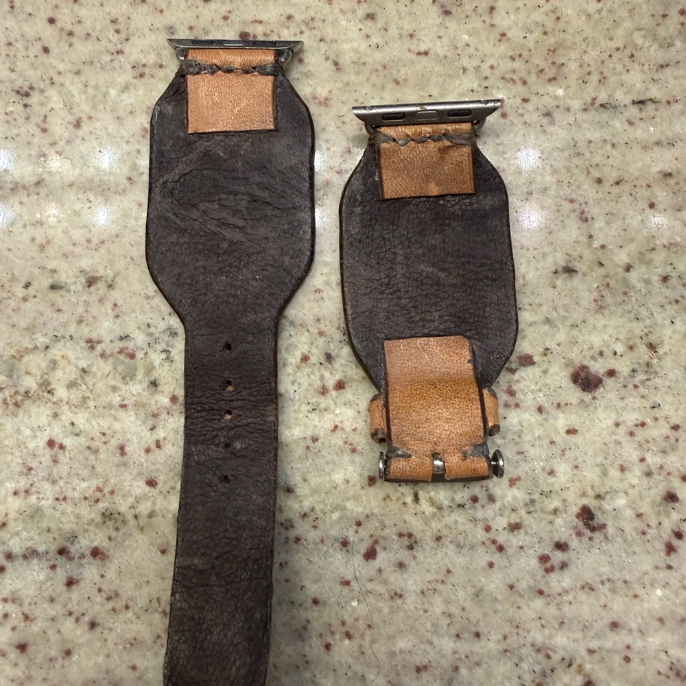 Handpainted Leather Apple Watch Band with Horse Motif - Tan Brown - Picture 2 of 4